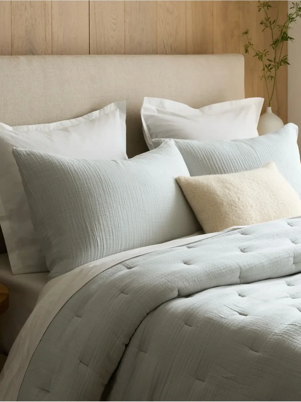 Quince Organic Cotton Gauze Dream Quilt Full/Queen Color: Mist